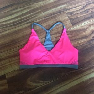 neon pink and gray sports bra/bralette
